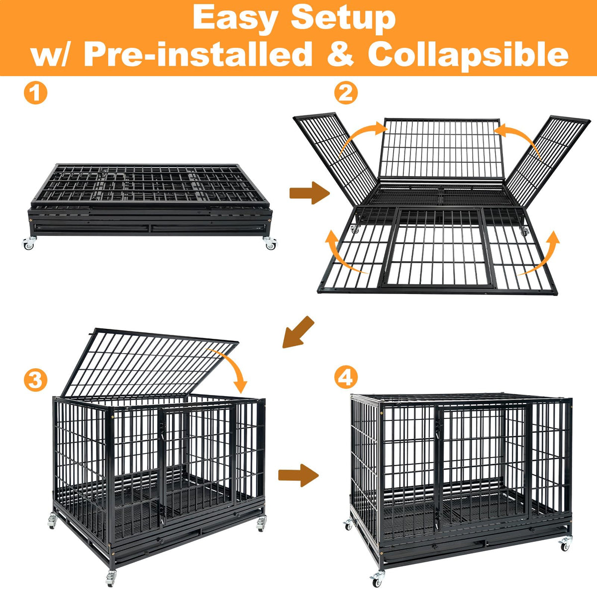 Homey Pet Animal Cage in 46.5"L x 28.5"W x 35.0"H, Black