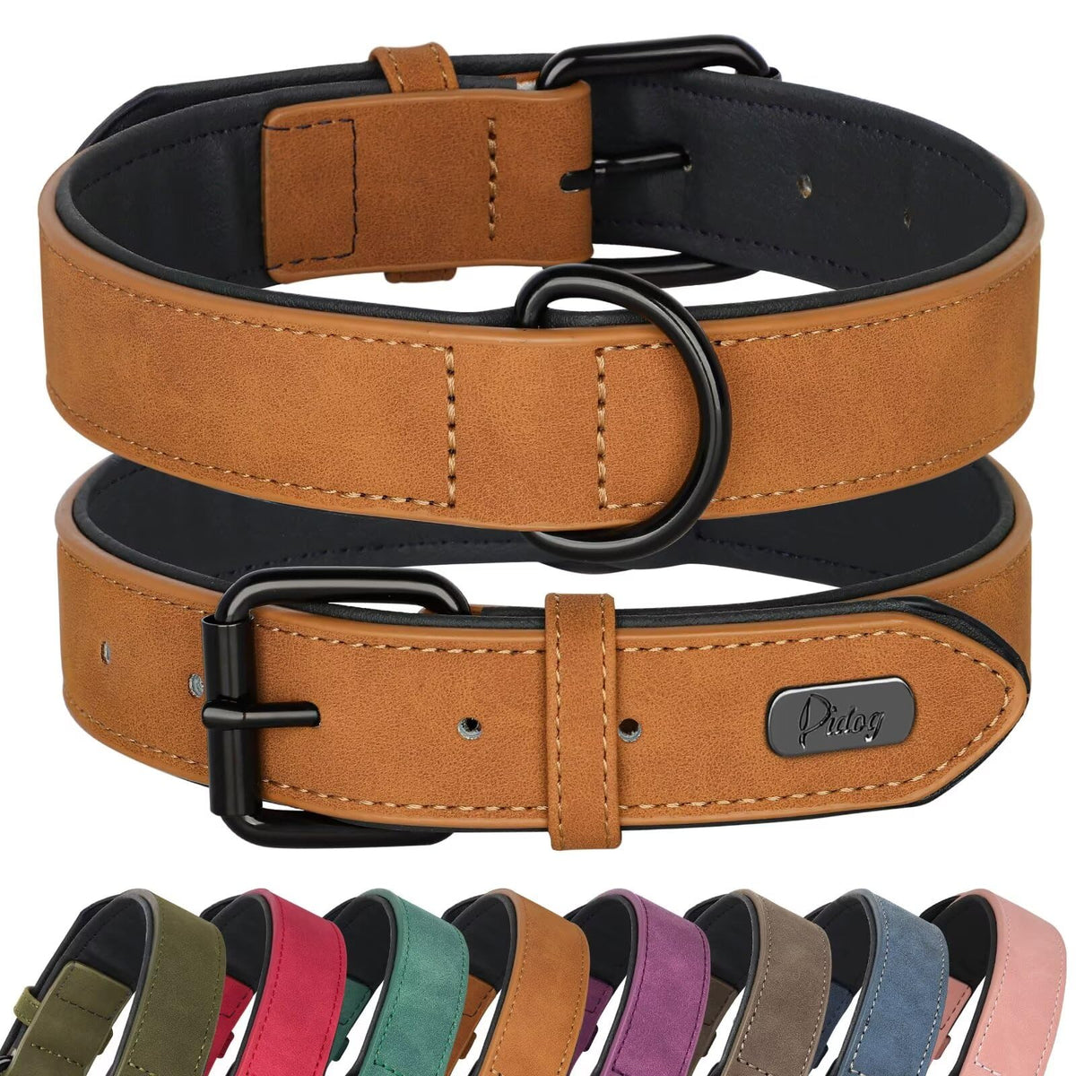Didog Animal Collar in M: Fit Neck 11-14"(10-20 lbs), Light Brown