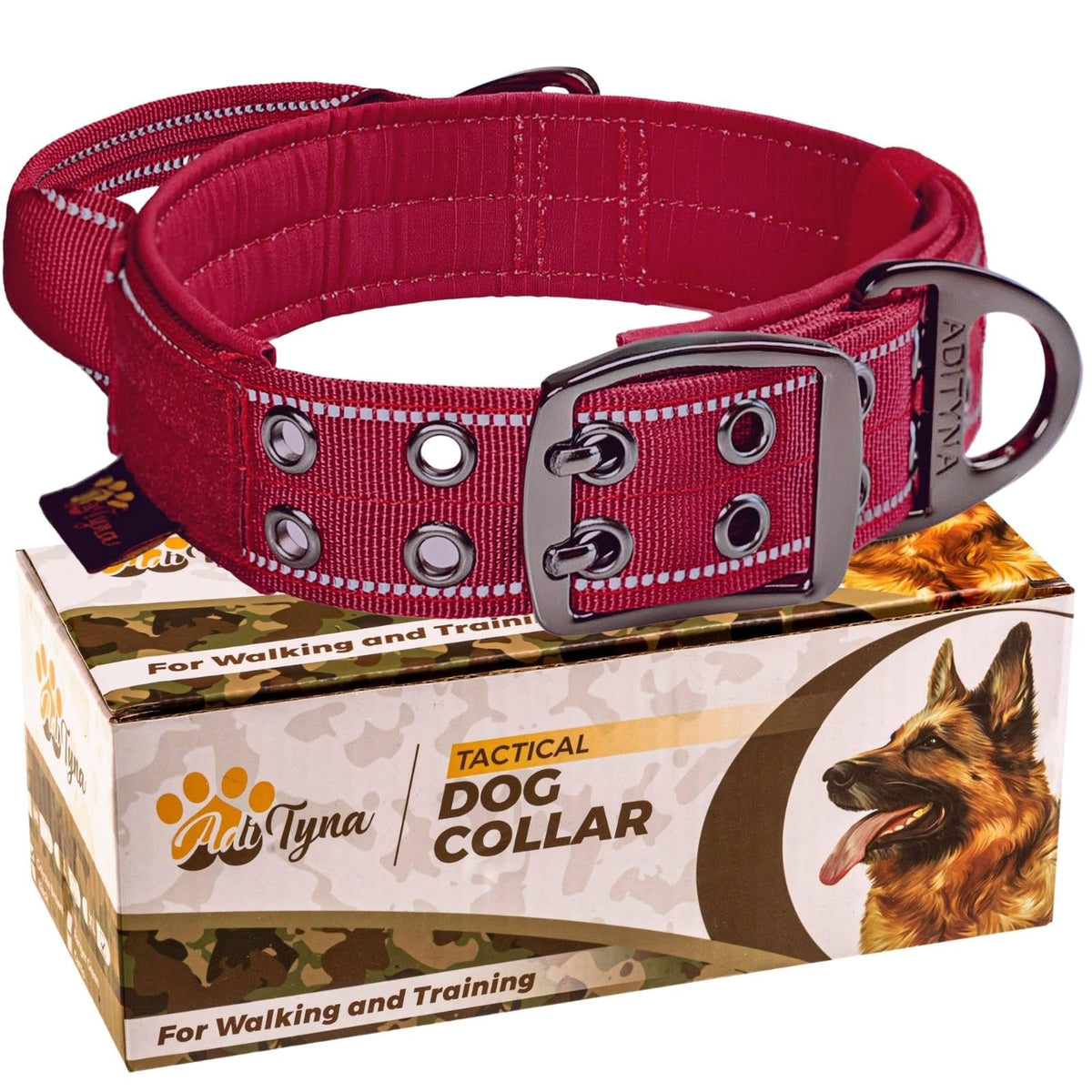 ADITYNA Animal Collar in Medium: Fit 15-19" Neck, Burgundy