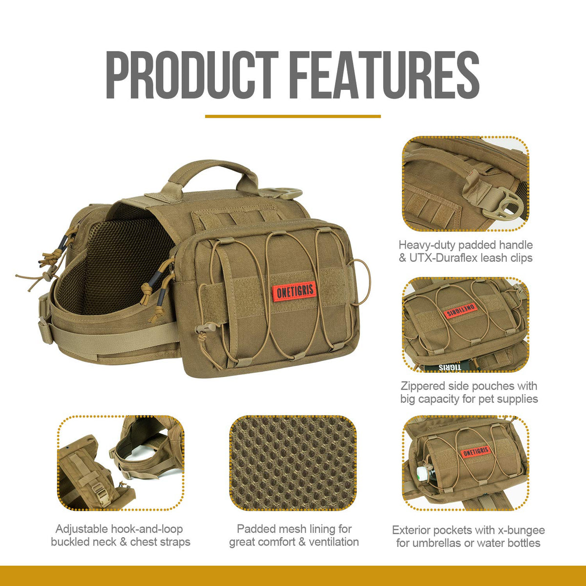 ONETIGRIS Pet Supplies in Large, Brown