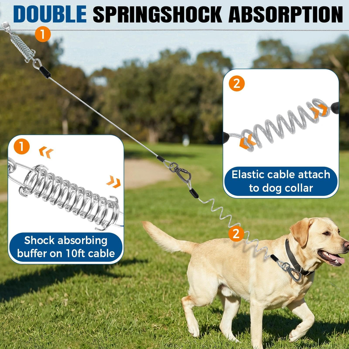 Duckygoo Leash in 50FT+10FT,250LBS, Silver