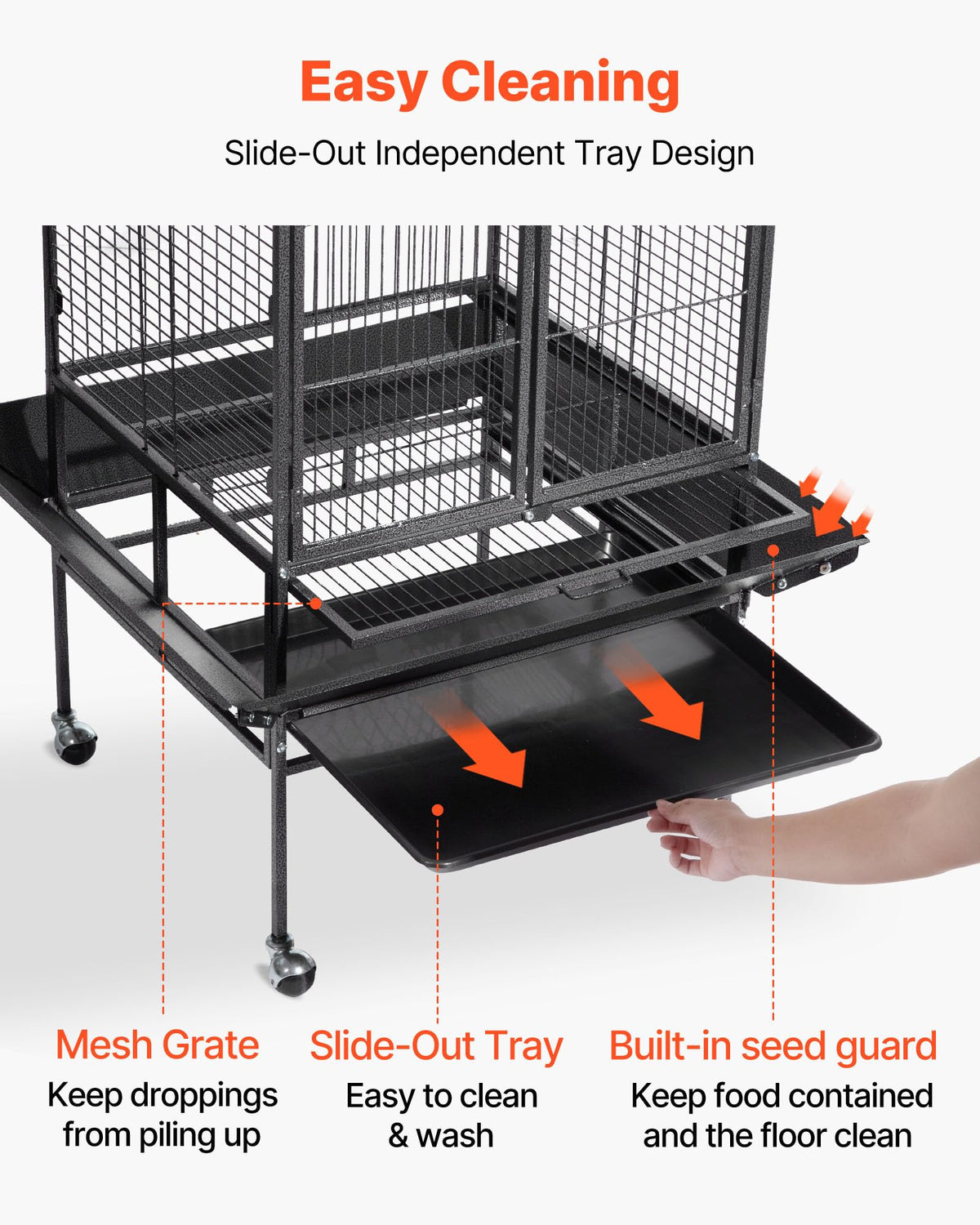 VEVOR Animal Cage in 32.7"L x 31.1"W x 82.7"H, Black