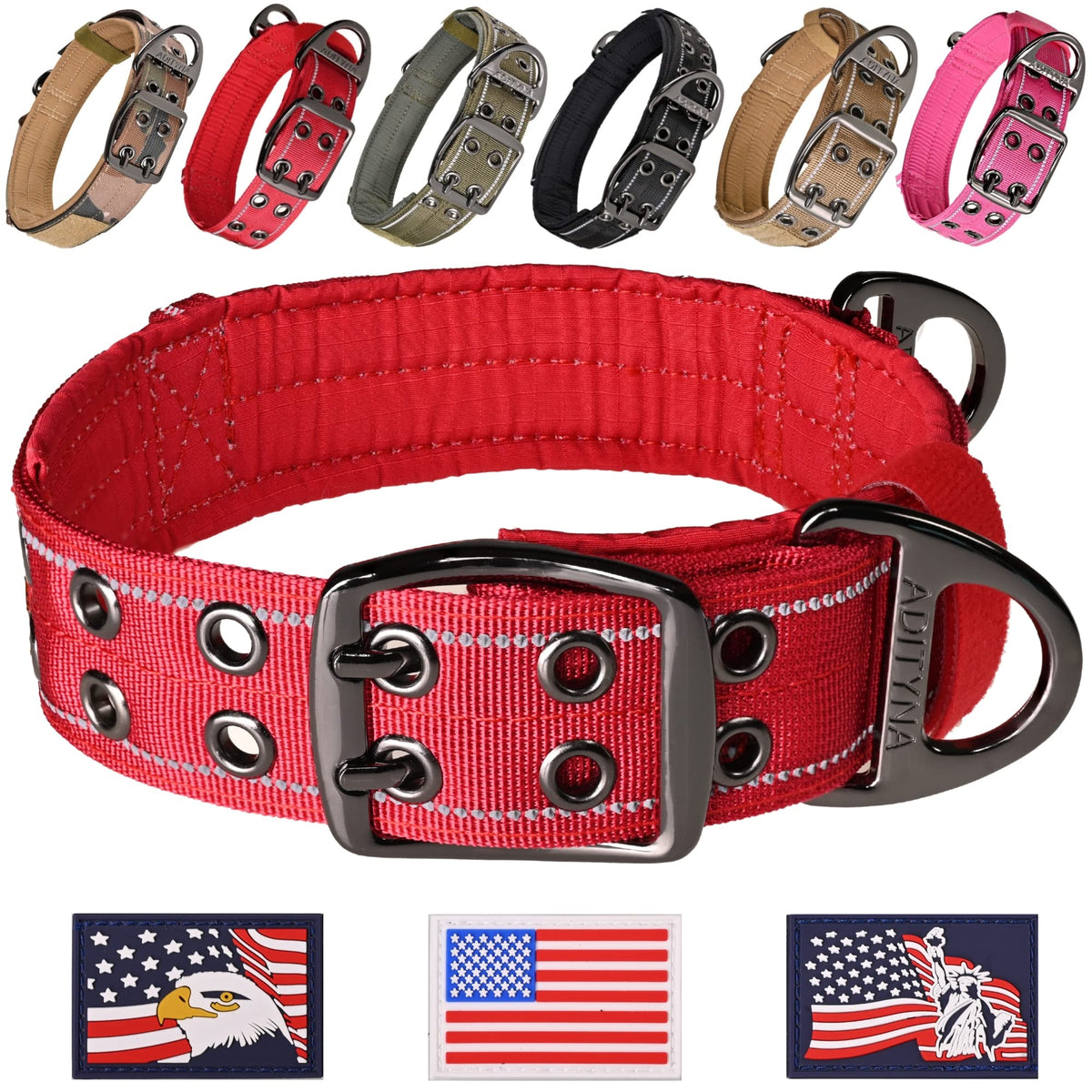 ADITYNA Animal Collar in Medium: Fit 15-19" Neck, Red