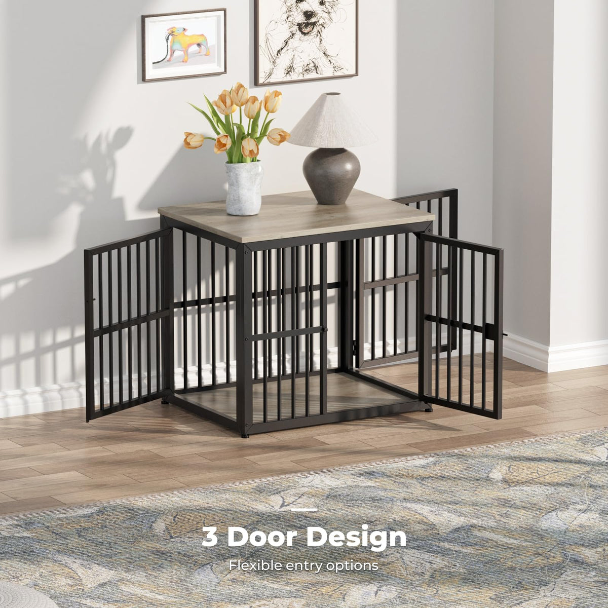 Lyromix Animal Cage in 26.9"L x 20.9"W x 24.0"H, Ancient gray