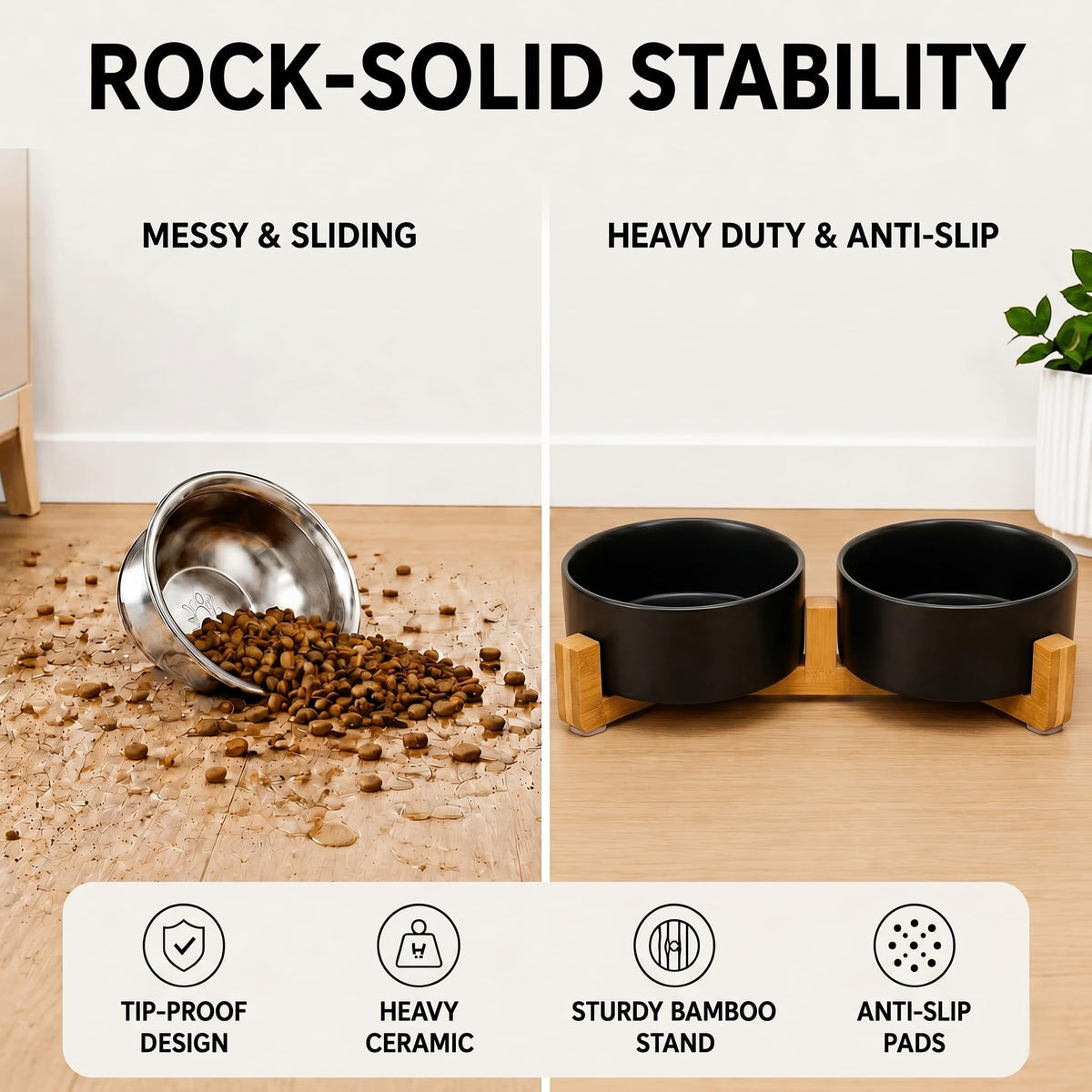 SPUNKYJUNKY Pet Feeder in 5 cups, Black × 2