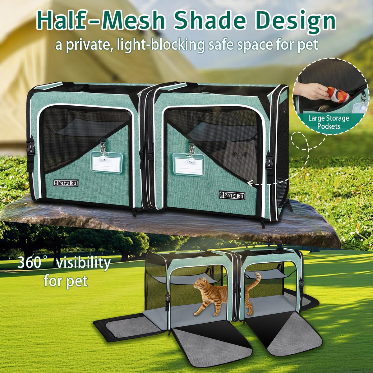 Petskd Animal Carrier in 38.0"L x 17.0"W x 18.0"H, Green