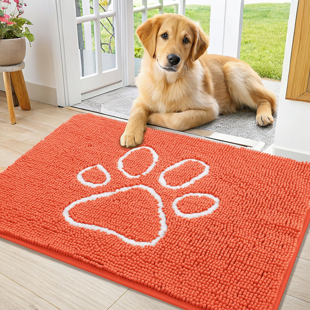 Smiry Rug in 36"X24", Coral and White