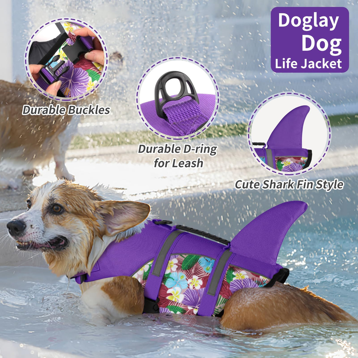 Doglay Pet Apparel in X-small, Purple & Purple Flower
