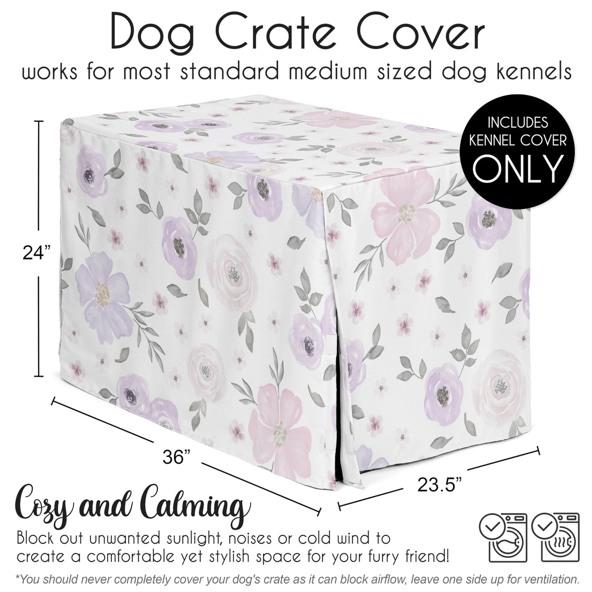Sweet Jojo Designs Animal Cage in 36.0"L x 23.5"W x 24.0"H, Purple Watercolor