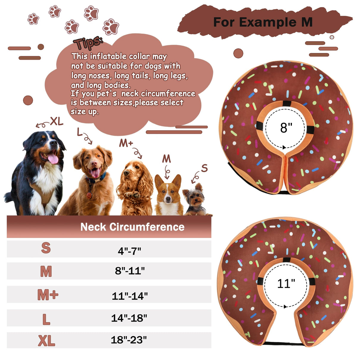 Cneo Animal Recovery Collar Cone in S（neck 4"-7"）, Brown