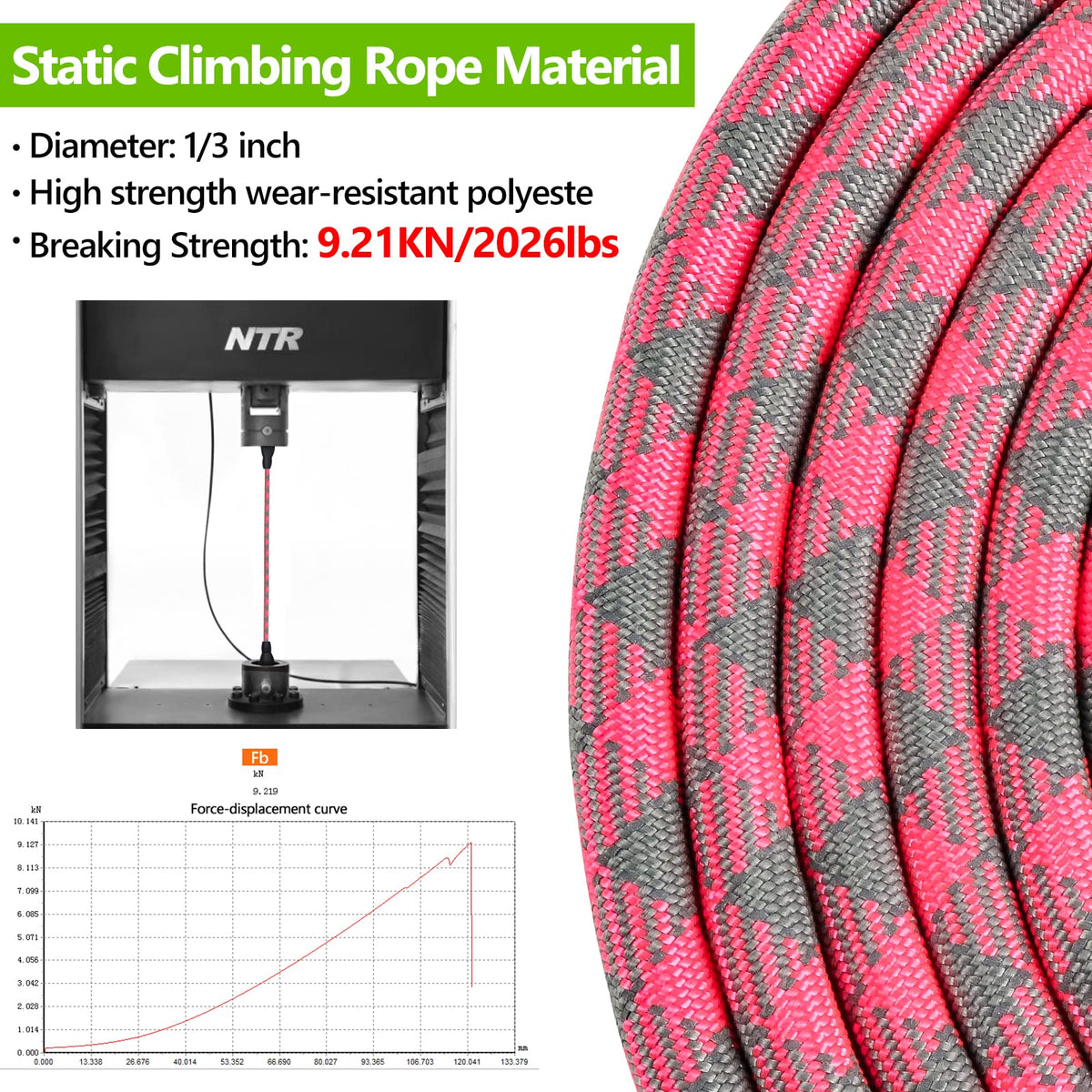 NTR Leash in 15ft*1/3", Pink/Grey