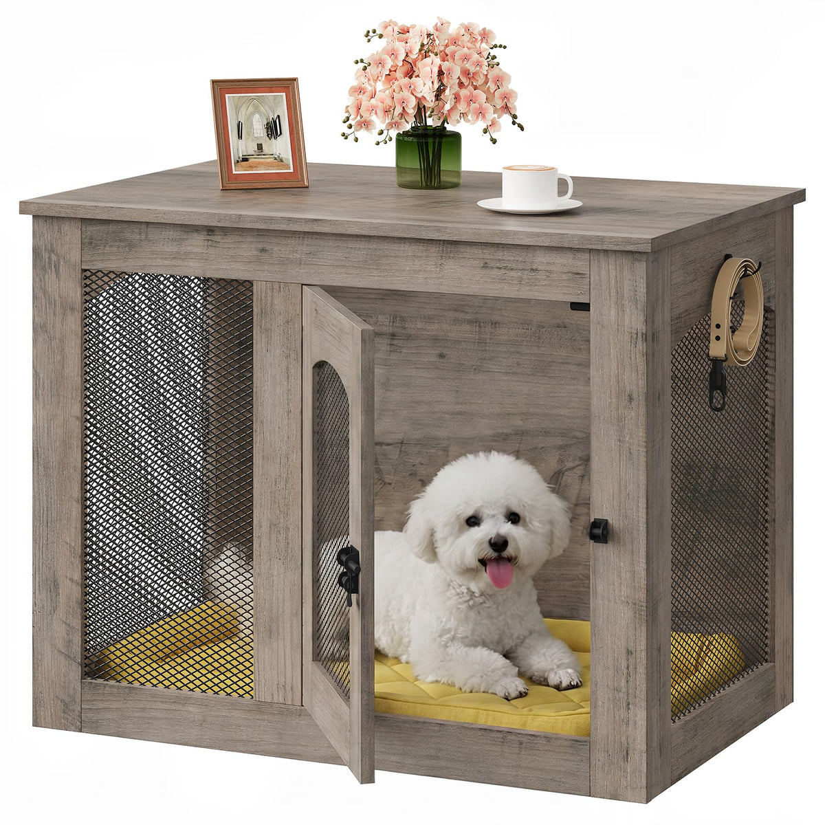 CHOEZON Animal Cage in 30.1"L x 13.2"W x 23.8"H, Greige