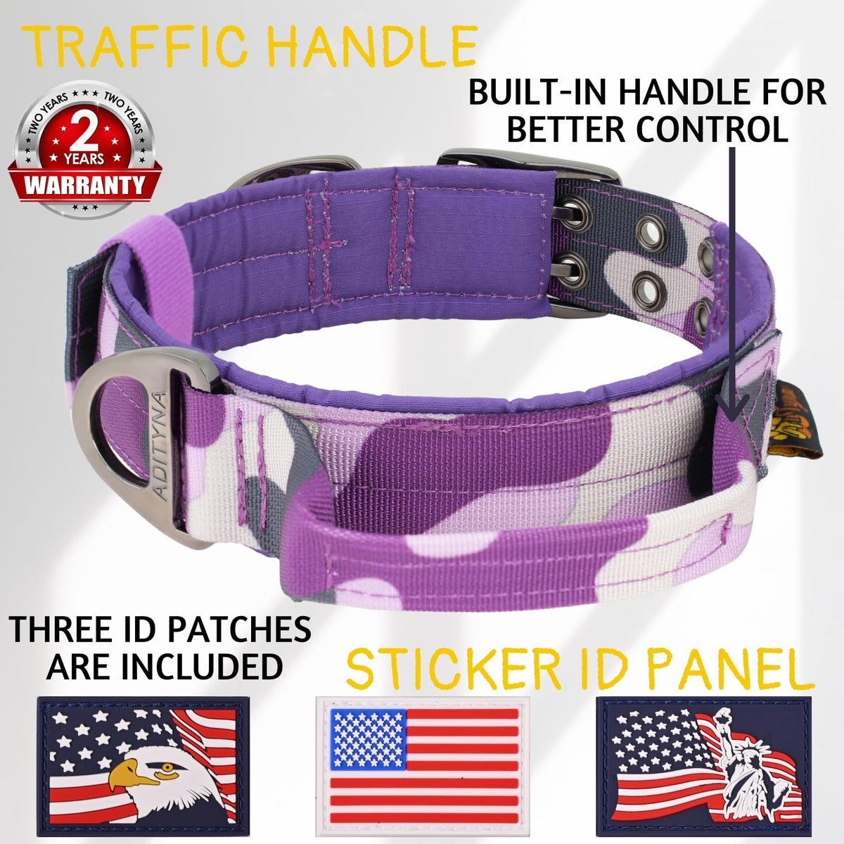 ADITYNA Animal Collar in Extra-Large: Fit 24-30" Neck, Camo Purple