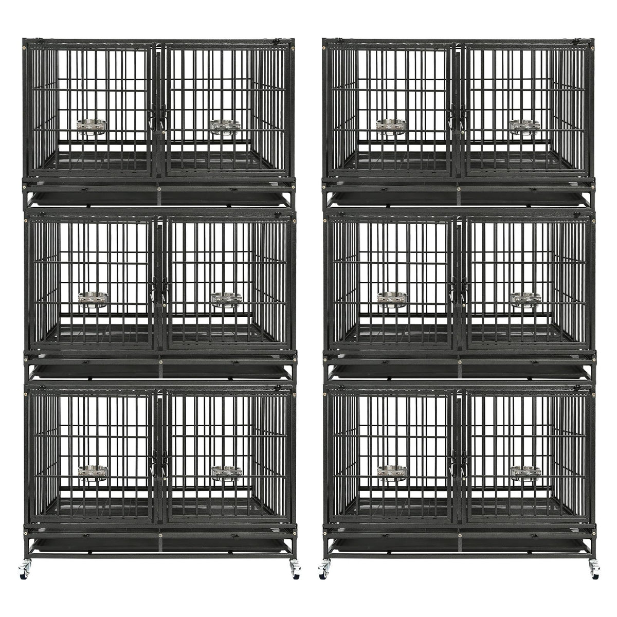 Homey Pet Animal Cage in 43.0"L - 3 Tiers - 2P, Black