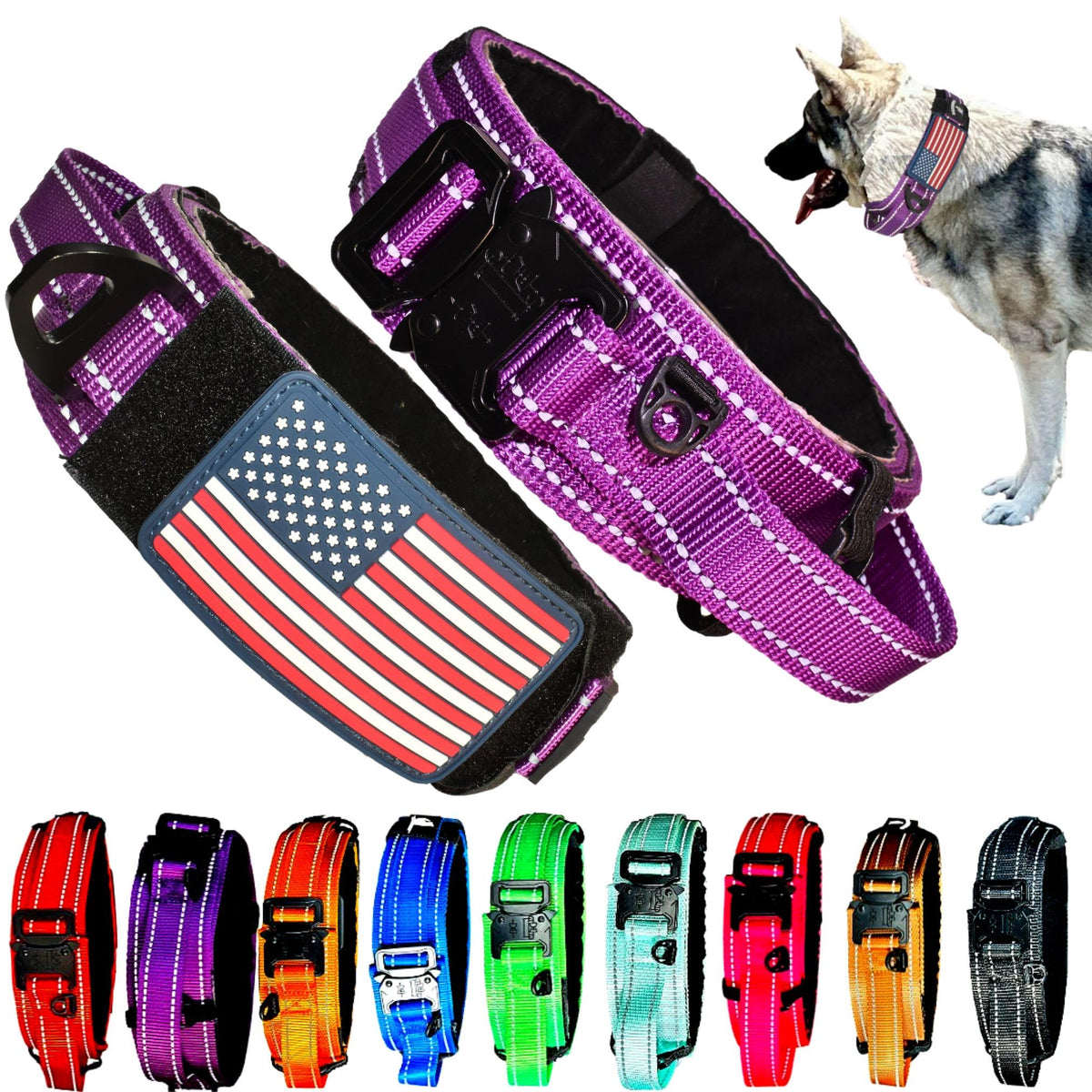 DEZIZEUSK9 Animal Collar in 16-25 INCH, PURPLE-COBVEL2