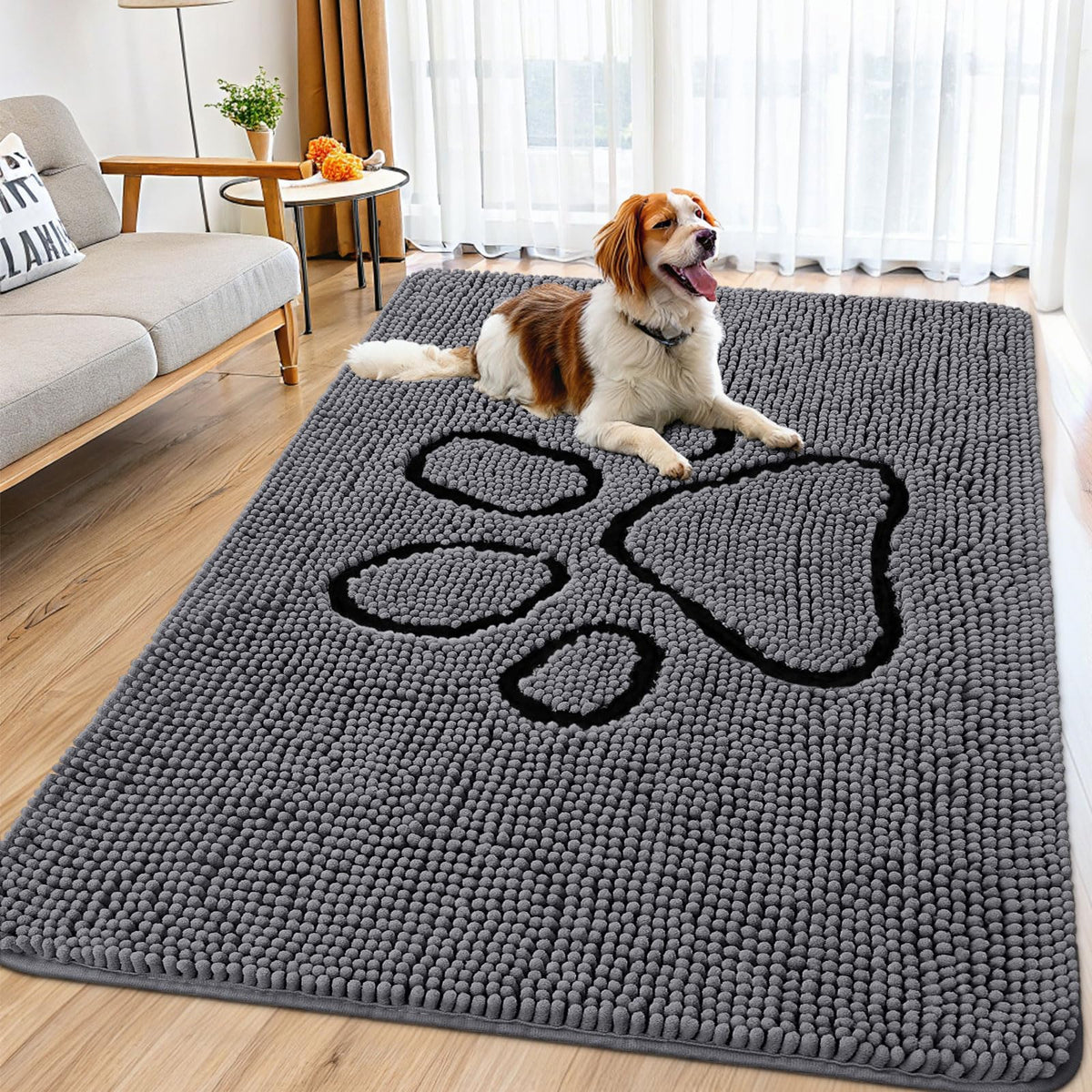 Smiry Rug in 71"X46", Dark Grey and Black