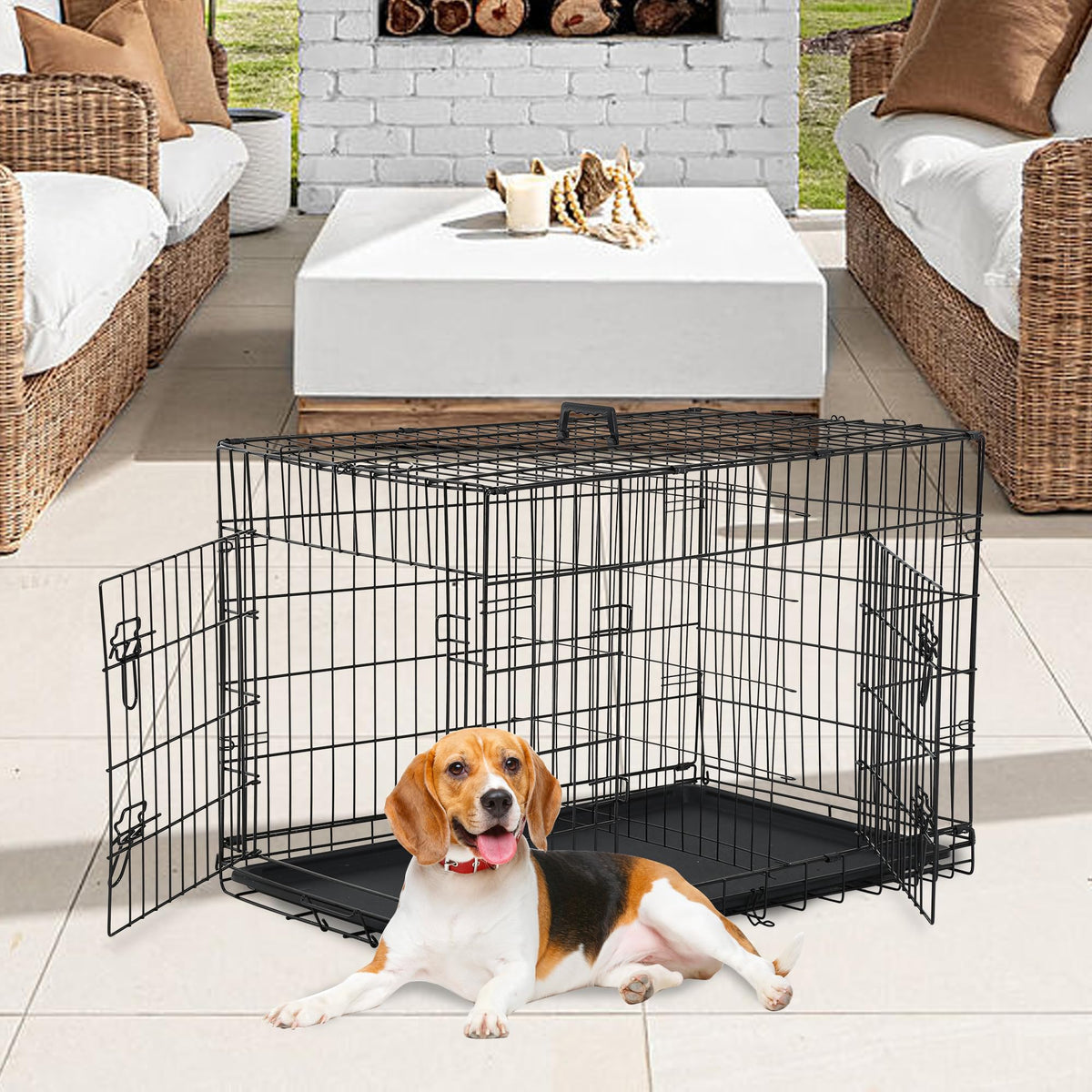 FDW Animal Cage in 36.0"L x 22.0"W x 24.0"H, Black