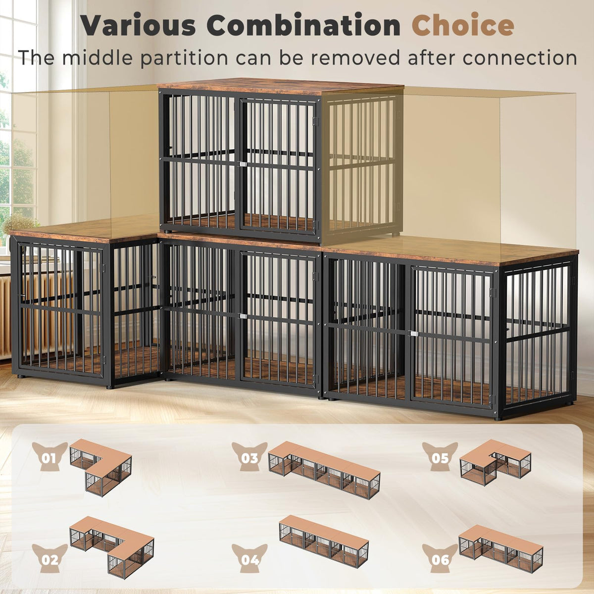 Lyromix Animal Cage in 43.3"L x 29.9"W x 33.1"H, Brown