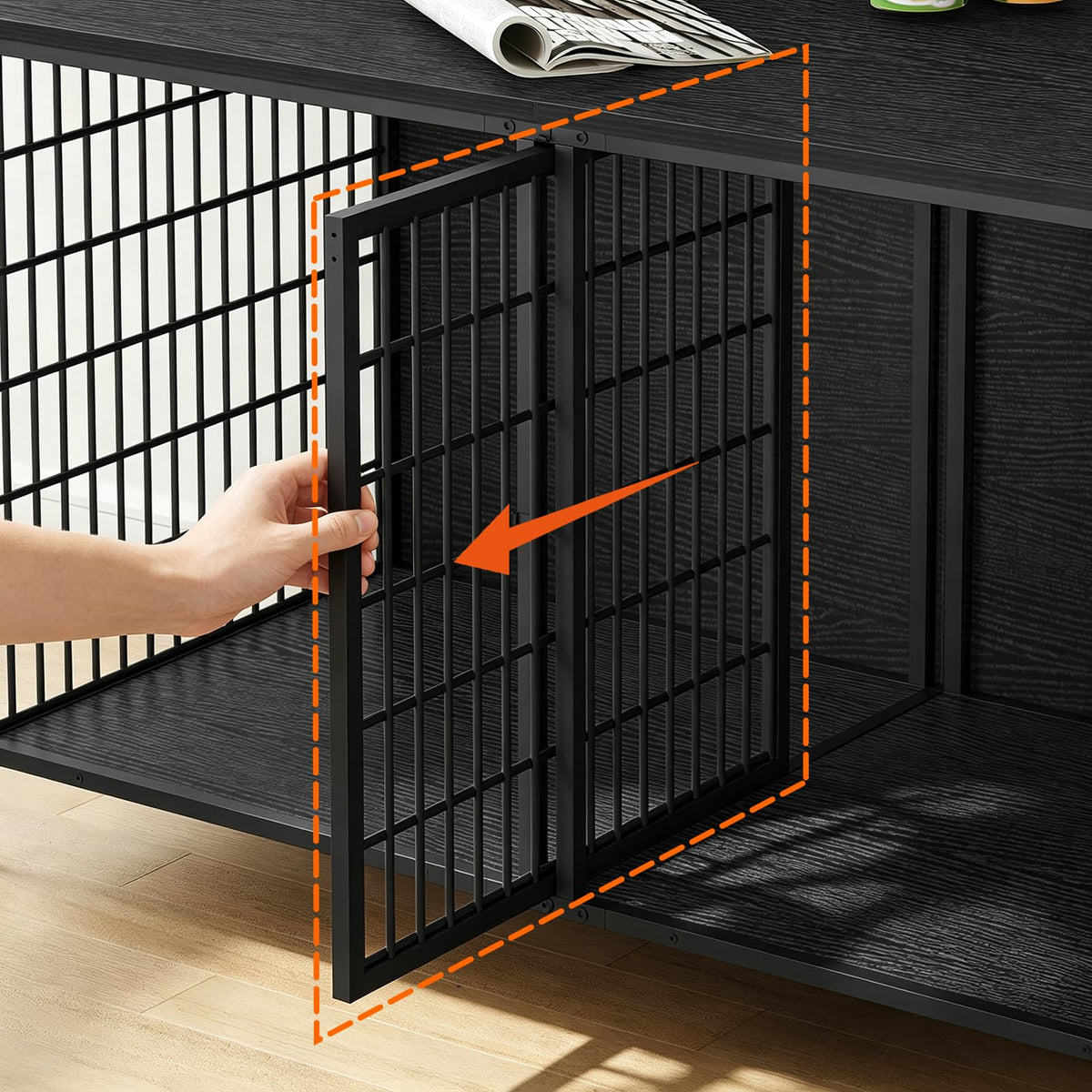 MAHANCRIS Animal Cage in 43.3"L x 21.7"W x 26.4"H, Black