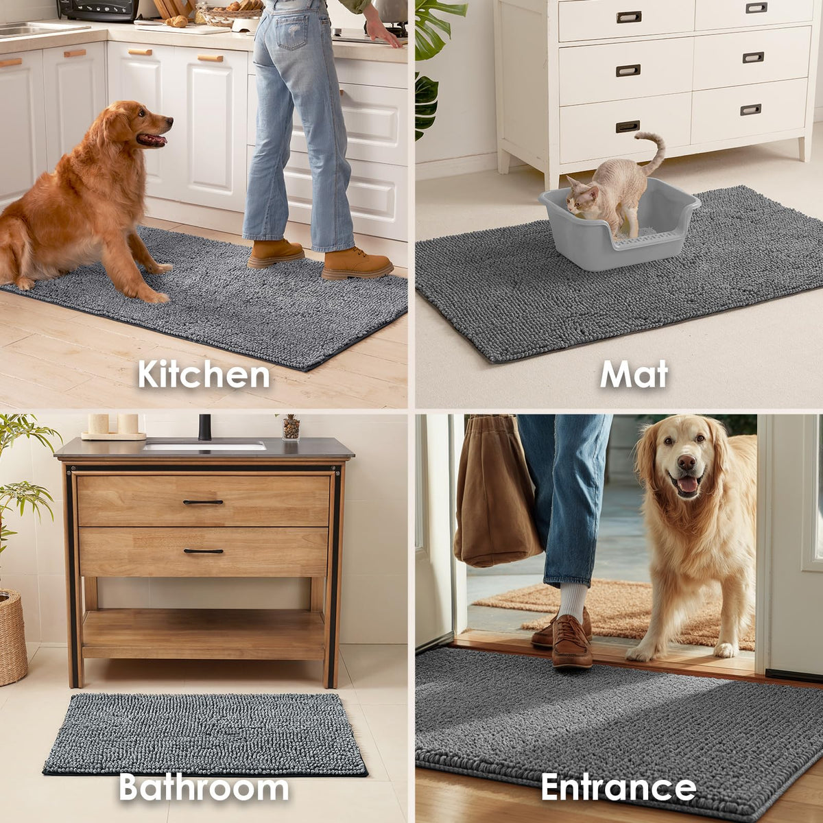 EHEYCIGA Pet Bed Mat in 24x16inch, Grey