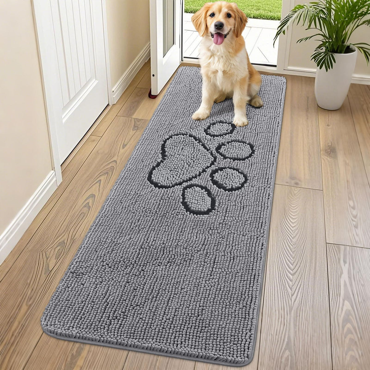 Smiry Rug in 70"X24", Grey and Black