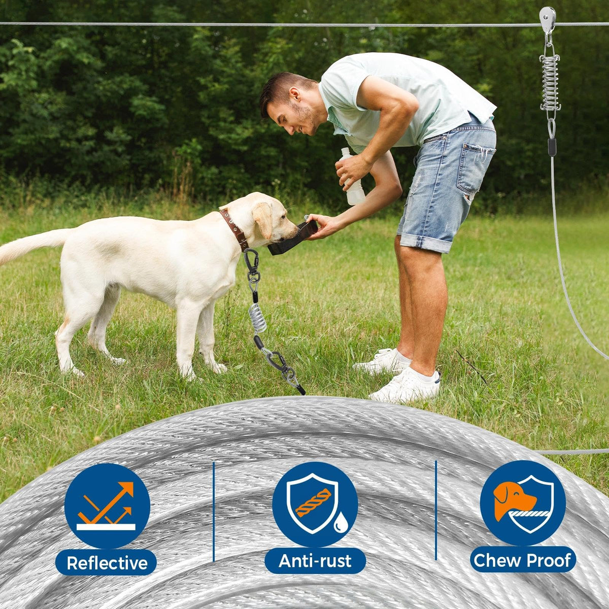 Duckygoo Leash in 50FT+10FT,250LBS, Silver
