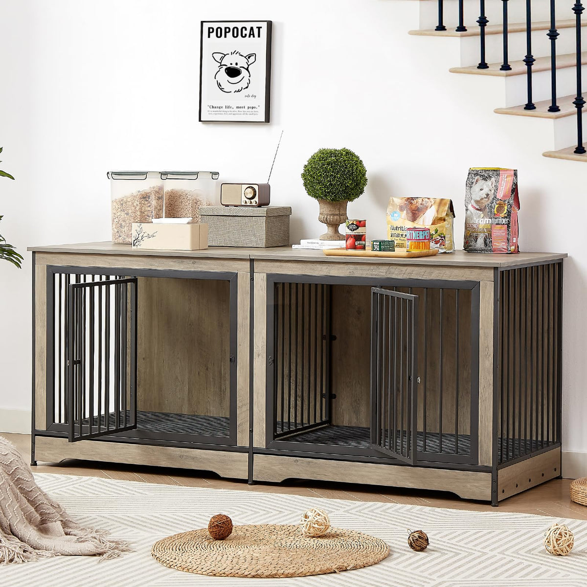 Rovibek Animal Cage in 38.9"L x 25.2"W x 27.2"H, Brown