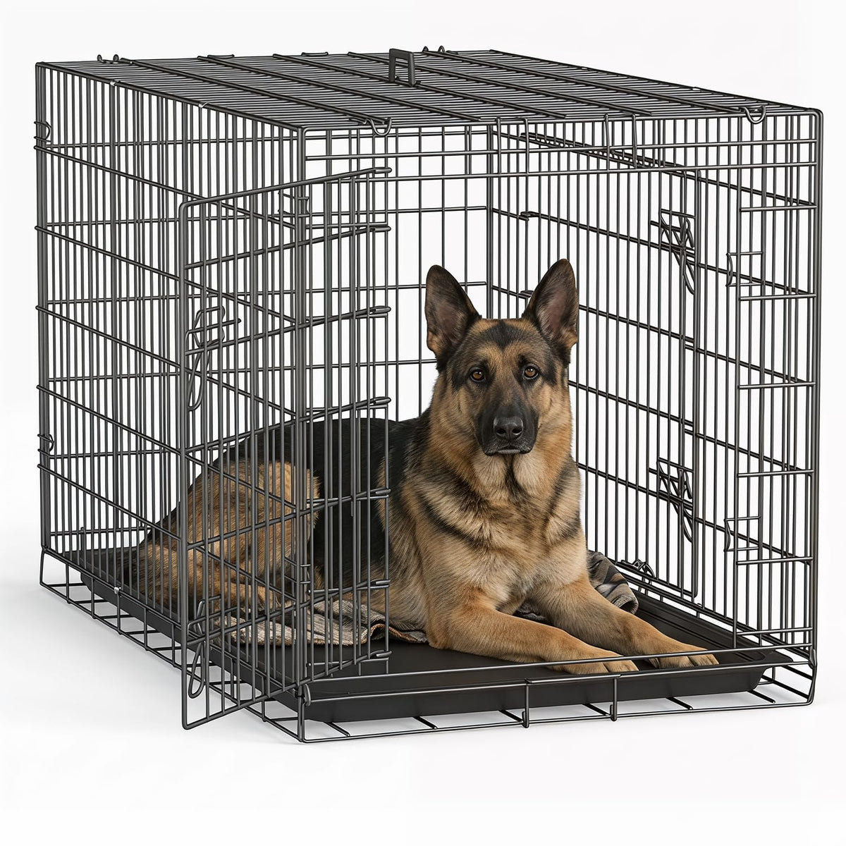 FDW Animal Cage in 48.0"L x 29.0"W x 31.0"H, Dark Black