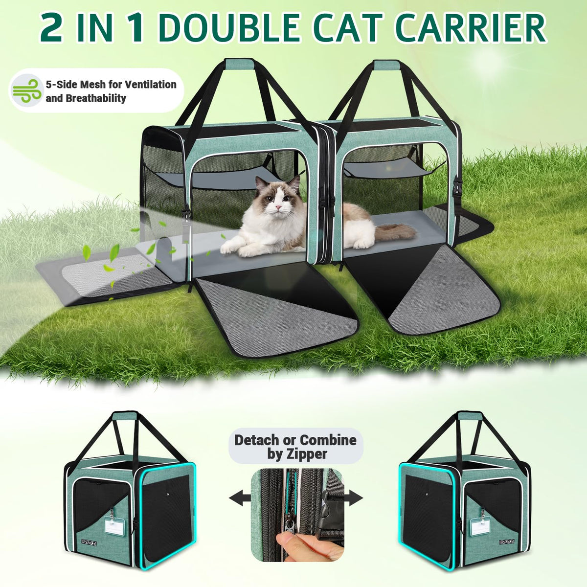 Petskd Animal Carrier in 38.0"L x 17.0"W x 18.0"H, Green