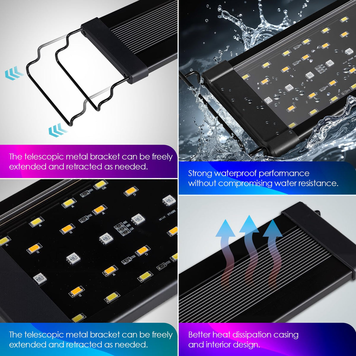 Gamalta Lamp in For 12~18inch Fish Tank, Black-Bluetooth App control