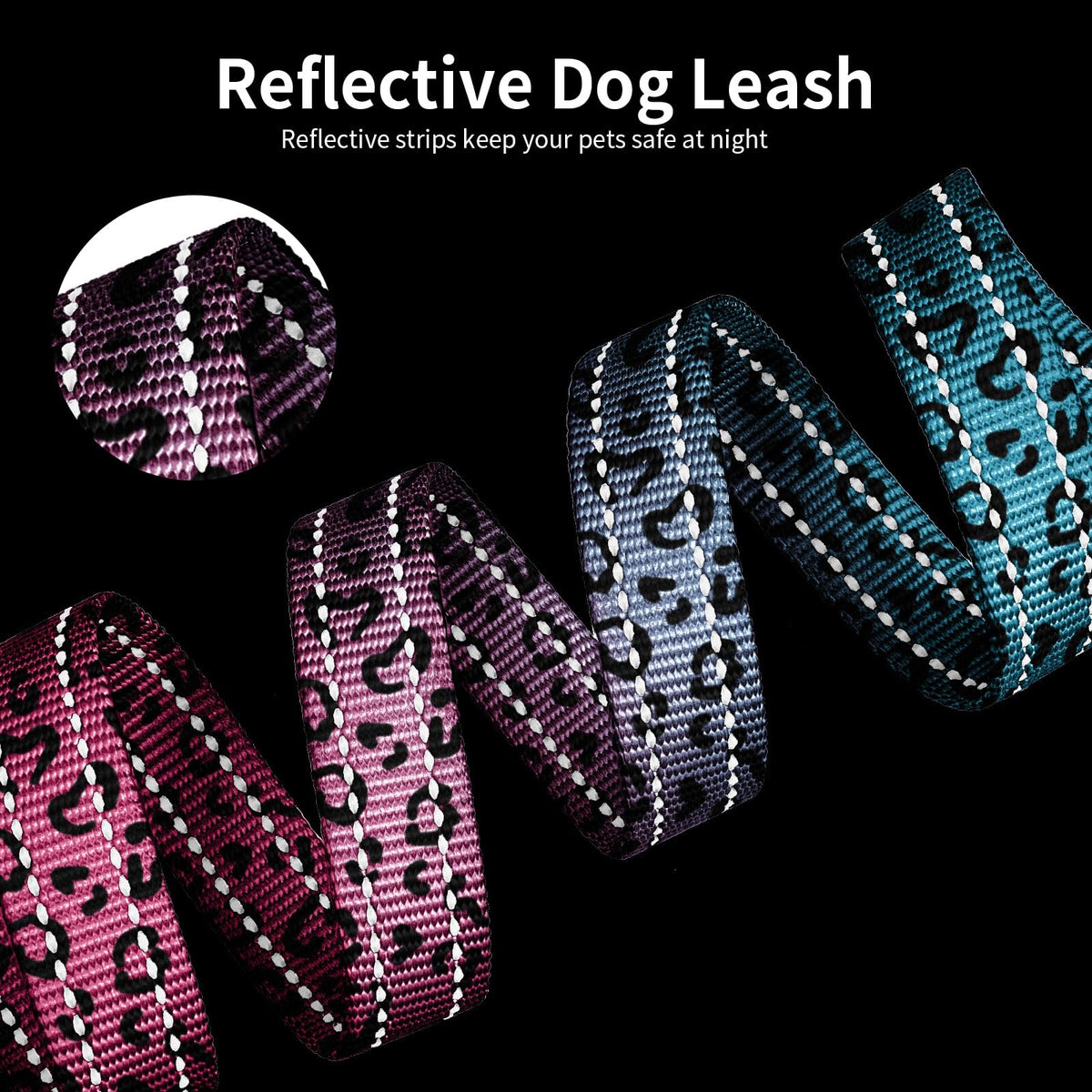 kazazoo Leash in Adjustable (5.5Ft To 8.5Ft), Pink Leopard
