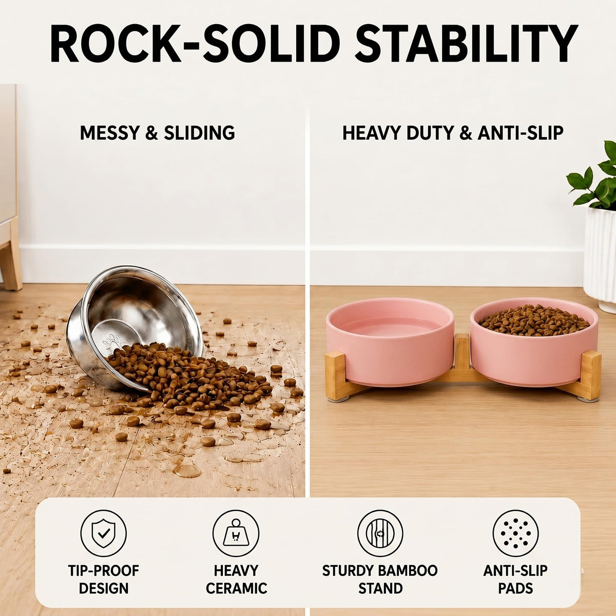 SPUNKYJUNKY Pet Feeder in 1.7 cups, Pink × 2