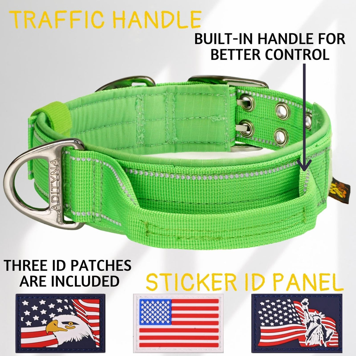 ADITYNA Animal Collar in Large: Fit 18-23" Neck, Green