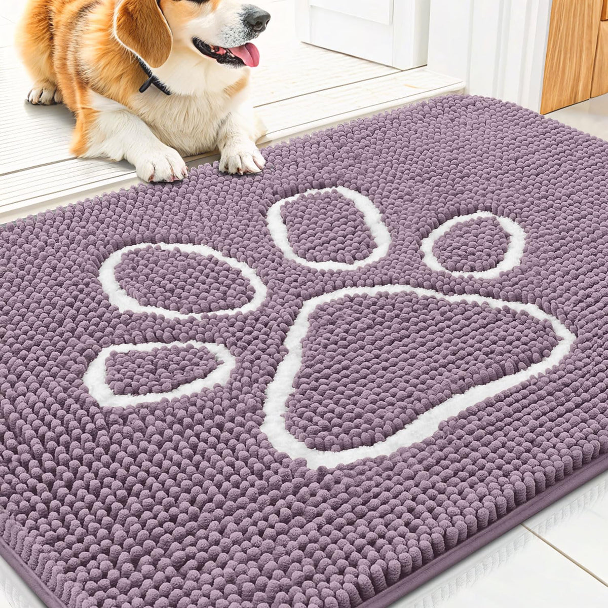Smiry Rug in 30"X20", Deep Plum and White