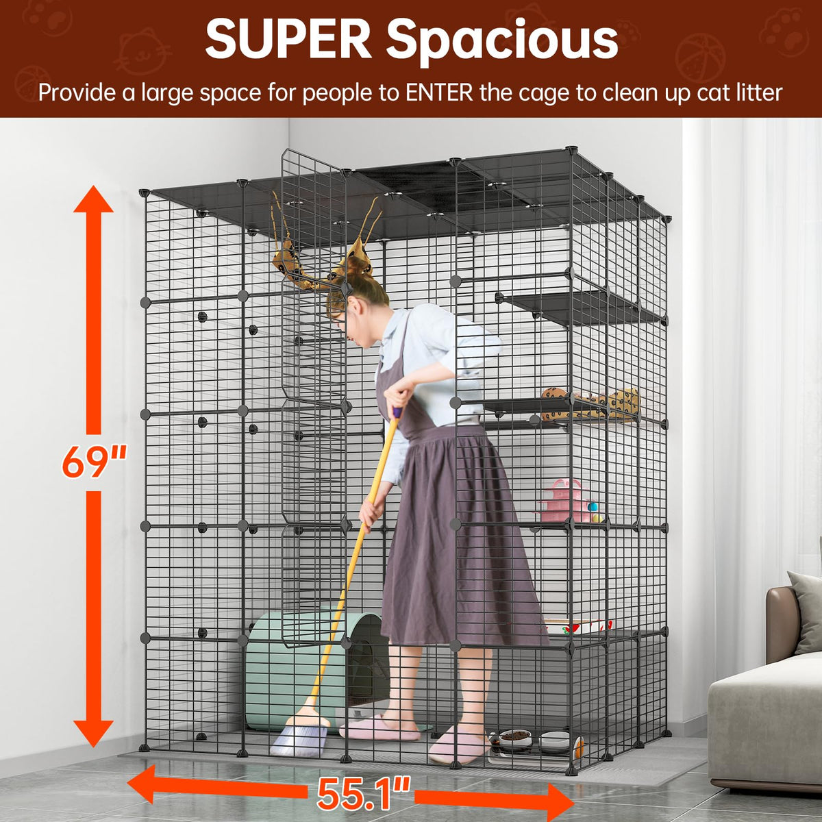 Oneluck Animal Cage in 54.0"L x 41.0"W x 68.0"H