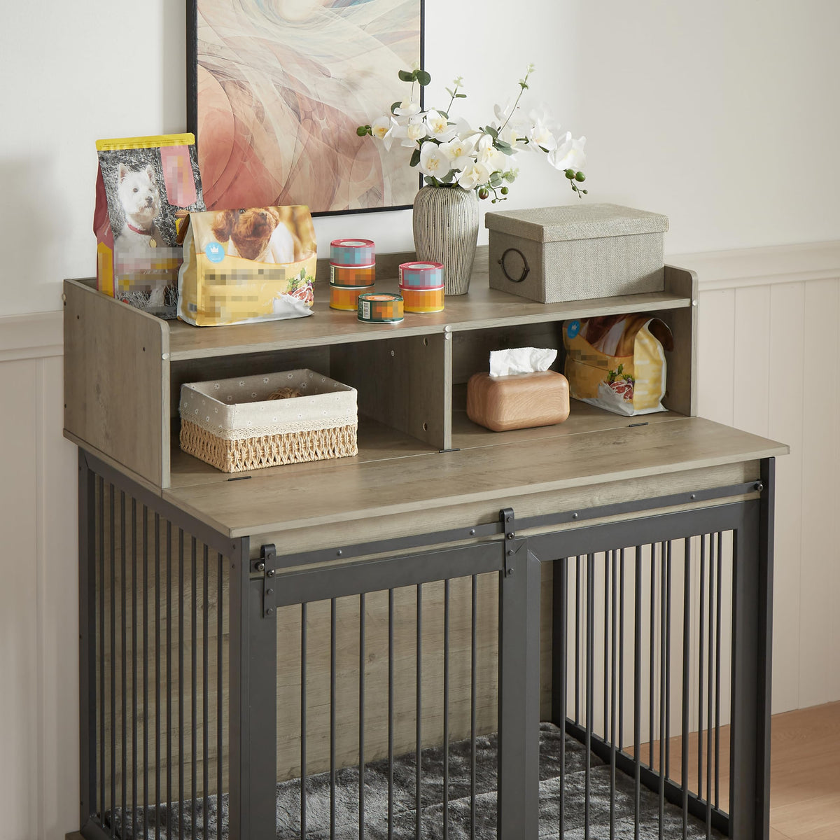 NicBex Animal Cage in 43.7"L x 29.9"W x 42.2"H, Grey