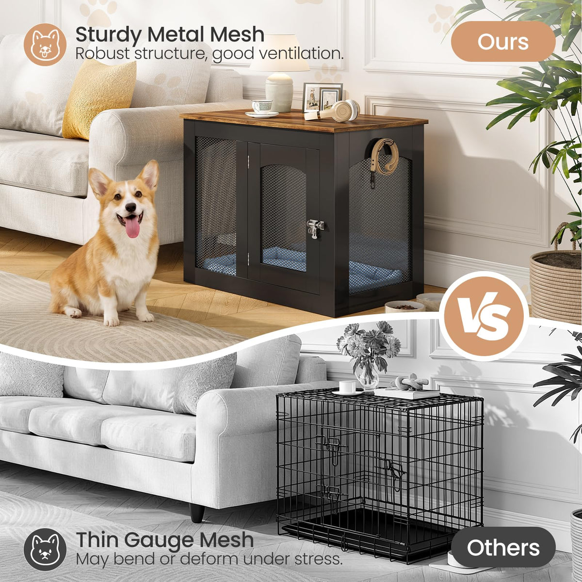 CHOEZON Animal Cage in 30.1"L x 13.2"W x 23.8"H, Black and Walnut