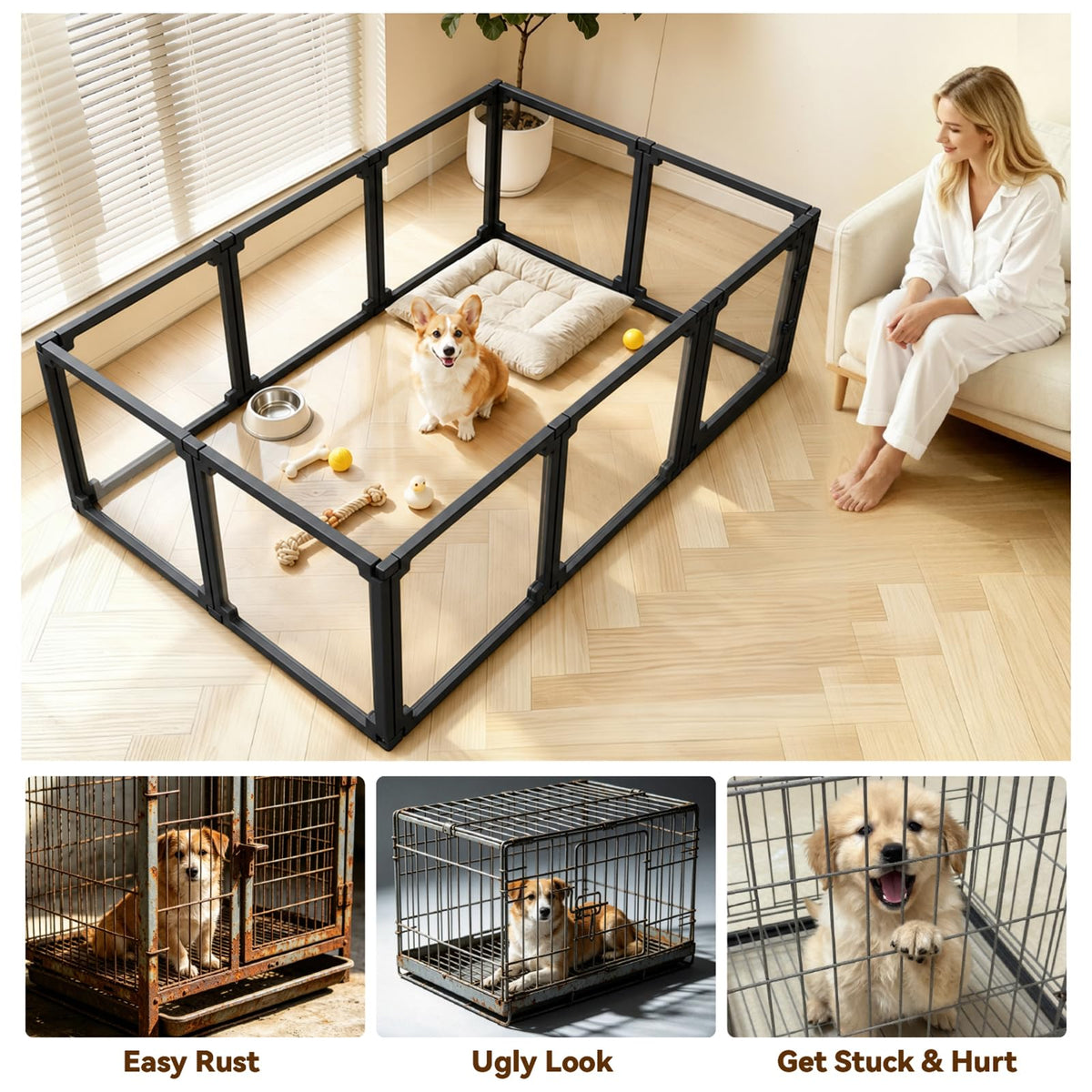 EVOTAILS Pet Playpen in 24", Black