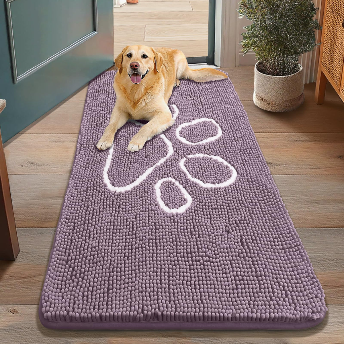 Smiry Rug in 48"X30", Deep Plum and White