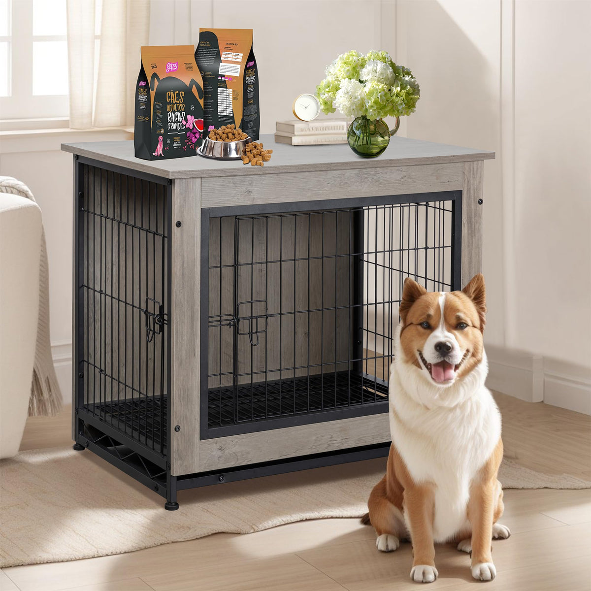 Shintenchi Animal Cage in 32.5"L x 22"W x 25.2"H, Grey