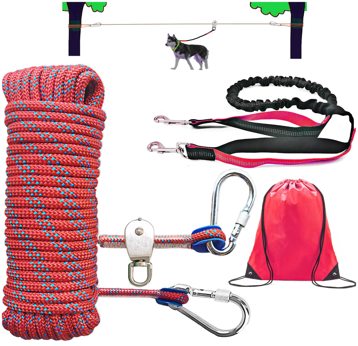SIAELT Leash in 50Ft, Red