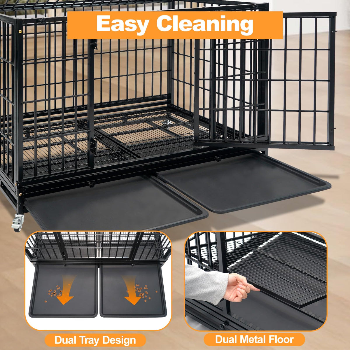 Homey Pet Animal Cage in 46.5"L x 28.5"W x 35.0"H, Black