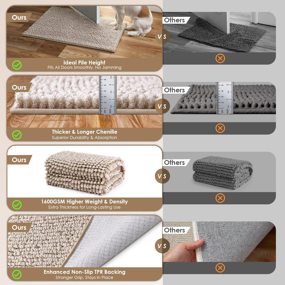 EHEYCIGA Pet Bed Mat in 24x16inch, Beige