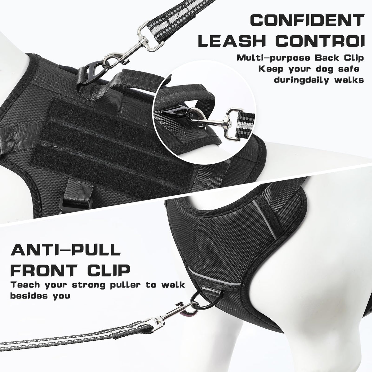 Jane Shine Animal Harness in S(Neck:14-18",Chest:17-24"), Black
