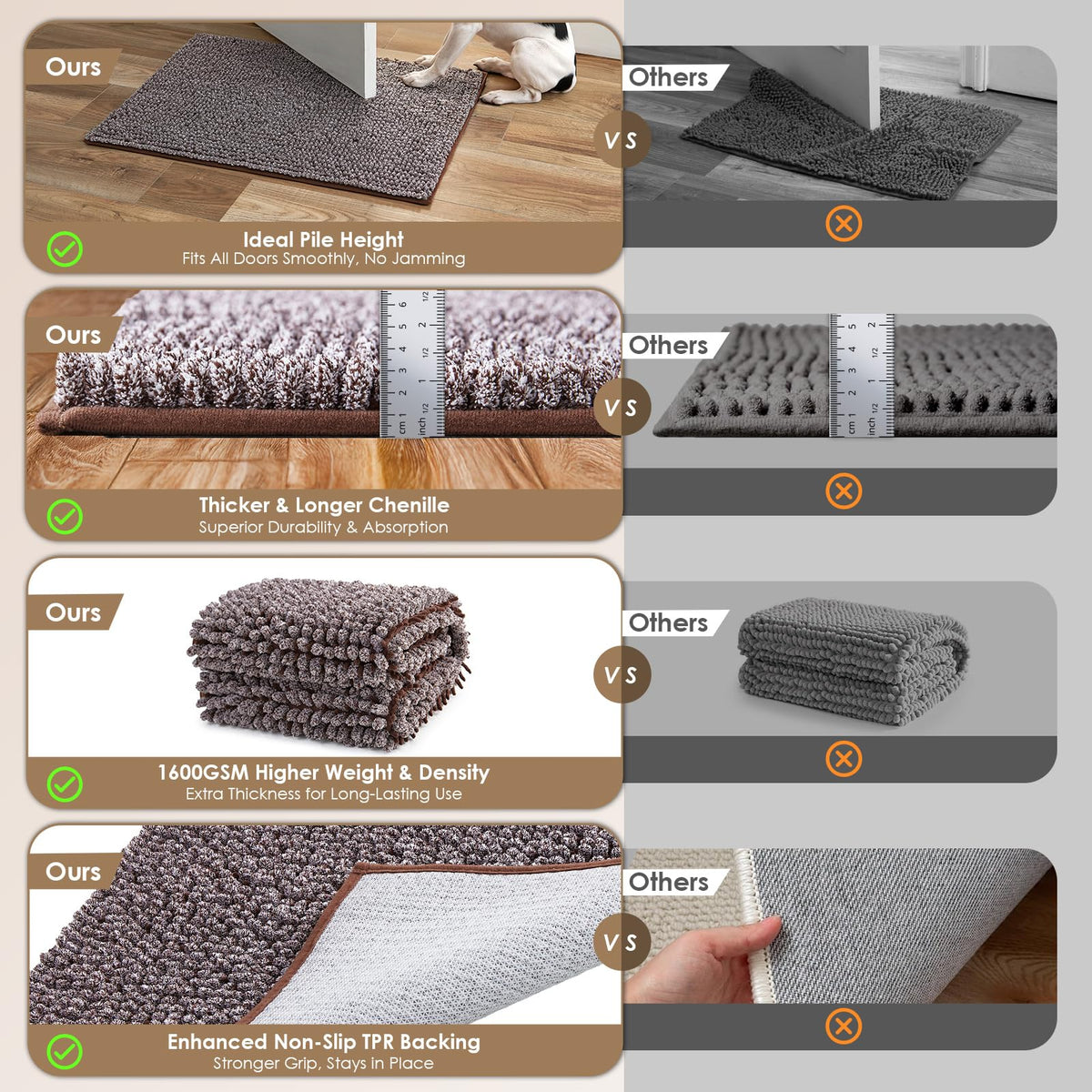 EHEYCIGA Pet Bed Mat in 24x16inch, Brown
