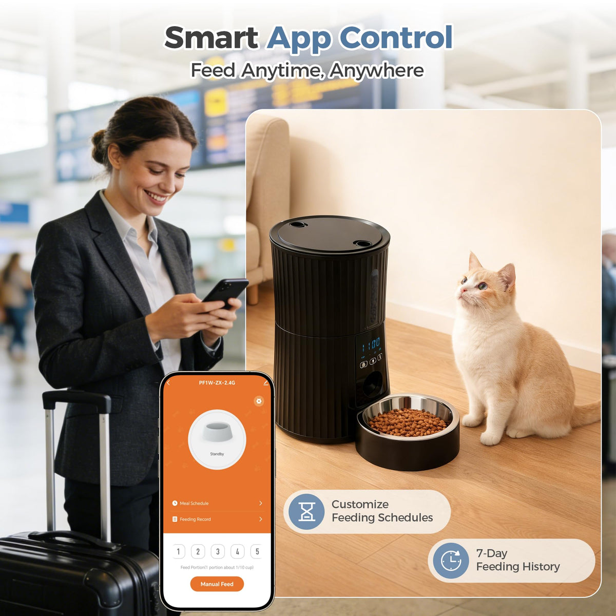 DUMOS Pet Feeder in 4L-WiFi, Black