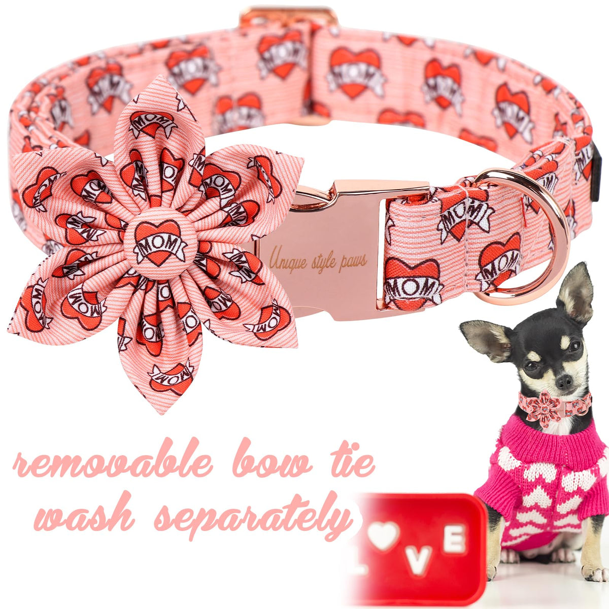 Unique style paws Animal Collar in XS, mom love-flower