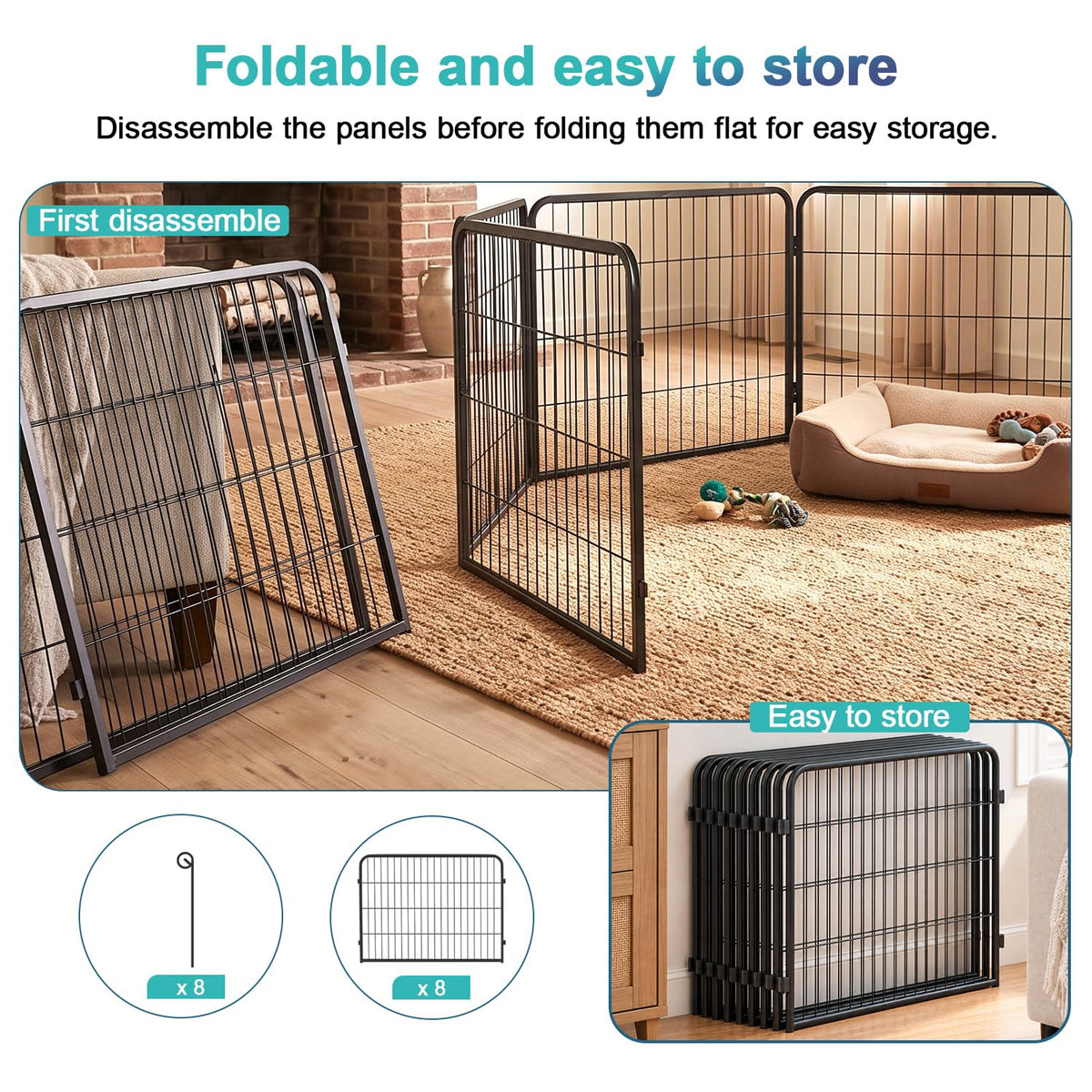 FDW Pet Playpen in 24 Inch, Black