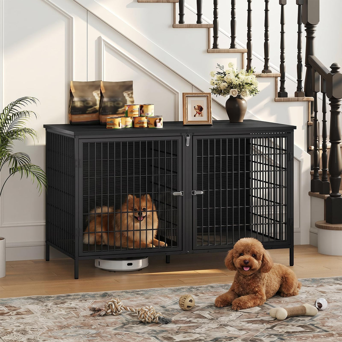 MAHANCRIS Animal Cage in 43.3"L x 21.7"W x 26.4"H, Black