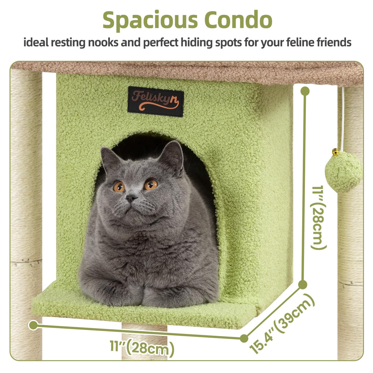 Feliskyn Pet Activity Structure in 28 Inches, Green